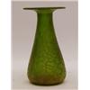 Image 1 : A GREEN IRIDESCENT GLASS VASE, early 20th Century, attributed to Loetz, protruding rim, tapered c...