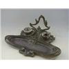 Image 1 : AN ART NOUVEAU METAL DESK STAND, early 20th Century, in the manner of WMF (unmarked), of stylized...