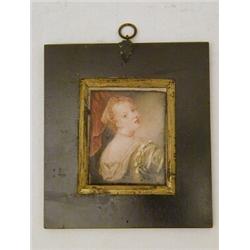A MINIATURE PORTRAIT ON IVORY, early 19th Century, watercolour and gum Arabic of a Renaissance gi...