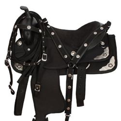 _NEW!_ Synthetic Black Texas Star Show Horse Saddle Tack Pad 15 16 [5803W]