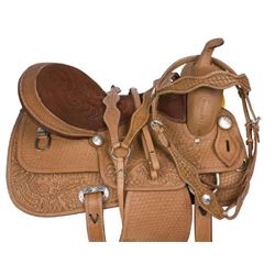 _NEW!_ Hand Carved Western Pleasure Trail Horse Saddle Tack 15 16 [9539] FREE S&H