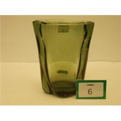 Whitefriars optic ribbed emerald vase…