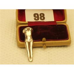 Silver hallmarked golfing tee in form of naked lady…