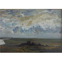 Framed oil of Norfolk by Edward Seago, 12x21", in original frame…