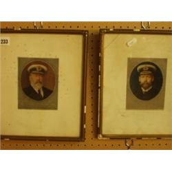 Two framed handcoloured lithographs of sea captains…