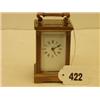 Image 1 : Early 20c small brass carriage clock with bevelled glass sides and French movement, working order…
