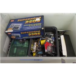 BOX OF ASST BATTERIES & CHARGER