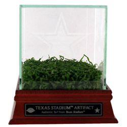 Texas Stadium Game-Used Turf With Etched Glass Display Case and Nameplate (Steiner COA)
