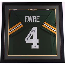 Brett Favre Signed Packers 34x34 Custom Framed Jersey Inscribed "SB XXXVI Champs!" (Favre COA)