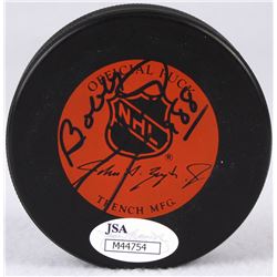 Bobby Hull Signed "The Canadian Society of New York" Logo Hockey Puck (JSA COA)