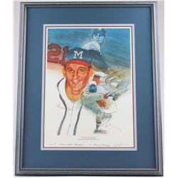Warren Spahn & Clifford Spohn Signed LE Braves 26x32 Custom Framed Lithograph (JSA ALOA)