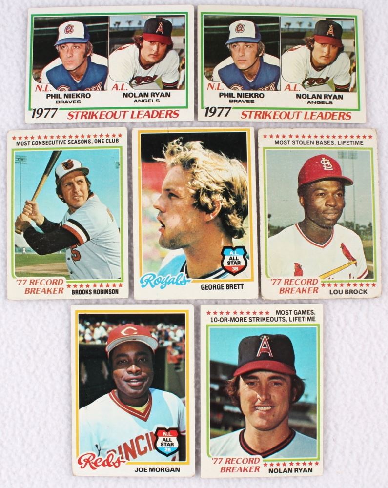 Lot of (7) 1978 Topps Baseball Cards with Nolan Ryan, Phil Niekro, Brooks  Robinson, Lou Brock