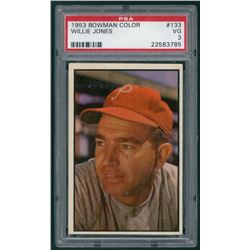 Willie Jones 1953 Bowman Color #133 (PSA 3)