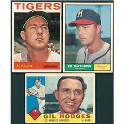 Lot of (3) Vintage Baseball Cards with Eddie Mathews 1961 Topps #120, Al Kaline 1964 Topps #250 & Gi
