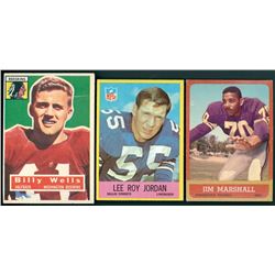 Lot of (3) Vintage Football Cards with Jim Marshall 1963 Topps #107 RC, Lee Roy Jordan 1967 Philadel