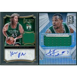 Lot of (2) Celtics Autograph & Game-Used Insert Cards with Kelly Olynyk 2014-15 Select Jersey Autogr