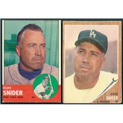 Lot of (2) Duke Snider Baseball Cards with 1962 Topps #500 & 1963 Topps #550