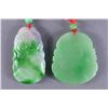Image 2 : Set of Two Chinese Green/White Hardstone Pendants