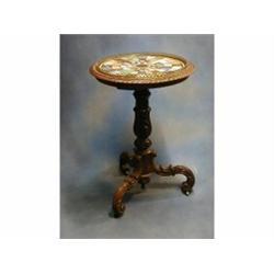 A fine quality William IV mahogany circular marble specimen table, the top inlaid numerous specim...