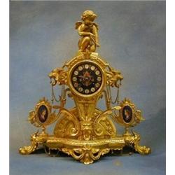 A fine quality 19th Century 8 day striking mantel clock with blue enamelled dial and Roman numera...