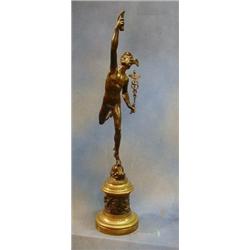 After Giambologna, a bronze figure of Mercury standing on an Allegory of The North Wind, raised o...