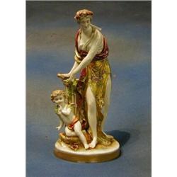 A fine quality 19th Century Continental porcelain figure of a lady by a pedestal with quiver and...