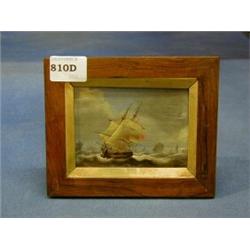 An oil painting on board "Clipper in Full Sail" 3" x 4" £20-30...