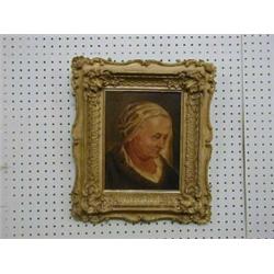 An 18th/19th Century oil painting on canvas "Head and Shoulders portrait of an Elderly Lady" cont...