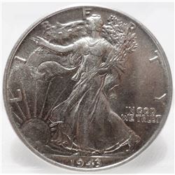 1943 Silver Half Dollar AU Details Nice Coin