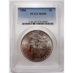1886-P Morgan Silver Dollar MS-60 PCGS SLABBED
