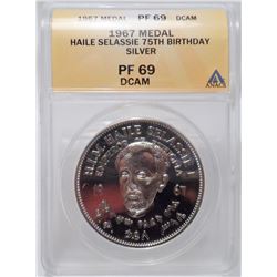 Ethopian Pavilion EXPP 1967 Haile Selassie 75th Birthday Commemorative Coin Medal RARE