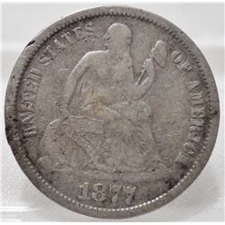 1854 CC Seated Silver Dime Fine Details Carson City