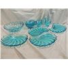 Image 1 : LOT 14  VINTAGE TEAL GLASS DINNERWARE