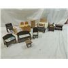 Image 1 : LOT 12 ASSORTED VINTAGE WOODEN DOLLHOUSE FURNITURE