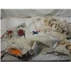 Image 1 : LARGE BOX LOT VINTAGE FANCY WORK, LINENS, DOLLIES