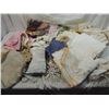 Image 1 : LARGE BOX LOT VINTAGE FANCY WORK, DOLLIES, LINENS