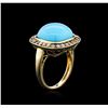 Image 3 : 14KT Yellow Gold 9.75ct Turquoise and Brown Diamond Ring
