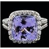 Image 1 : 14KT White Gold 6.81ct Tanzanite and Diamond Ring