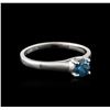 Image 2 : 14KT White Gold 0.47ct Round Cut Fancy Blue Diamond Solitaire Ring