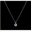 Image 2 : 3.00ct Tanzanite and Diamond Pendant With Chain - 14KT White Gold