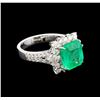 Image 2 : 4.56ct Emerald and Diamond Ring - 18KT White Gold