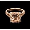 Image 1 : 2.15ct Morganite and Diamond Ring - 14KT Rose Gold
