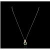 Image 1 : 14KT Rose Gold 1.83ct Emerald and Diamond Pendant With Chain