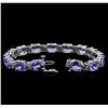 Image 3 : 14KT White Gold 27.90ctw Tanzanite and Diamond Bracelet