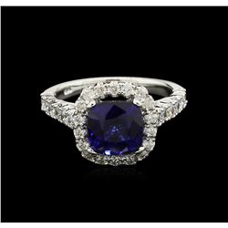 3.00ct Blue Sapphire and Diamond Ring - 14KT White Gold