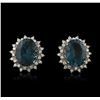 Image 1 : 14KT White Gold 17.00ctw Blue Topaz and Diamond Earrings