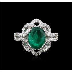 14KT White Gold 2.30ct Emerald and Diamond Ring