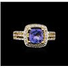 Image 1 : 18KT Yellow Gold 1.71ct Tanzanite and Diamond Ring