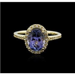 14KT Yellow Gold 1.50ct Tanzanite and Diamond Ring