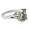 Image 2 : 14KT White Gold 4.41ct Green Tourmaline and Diamond Ring